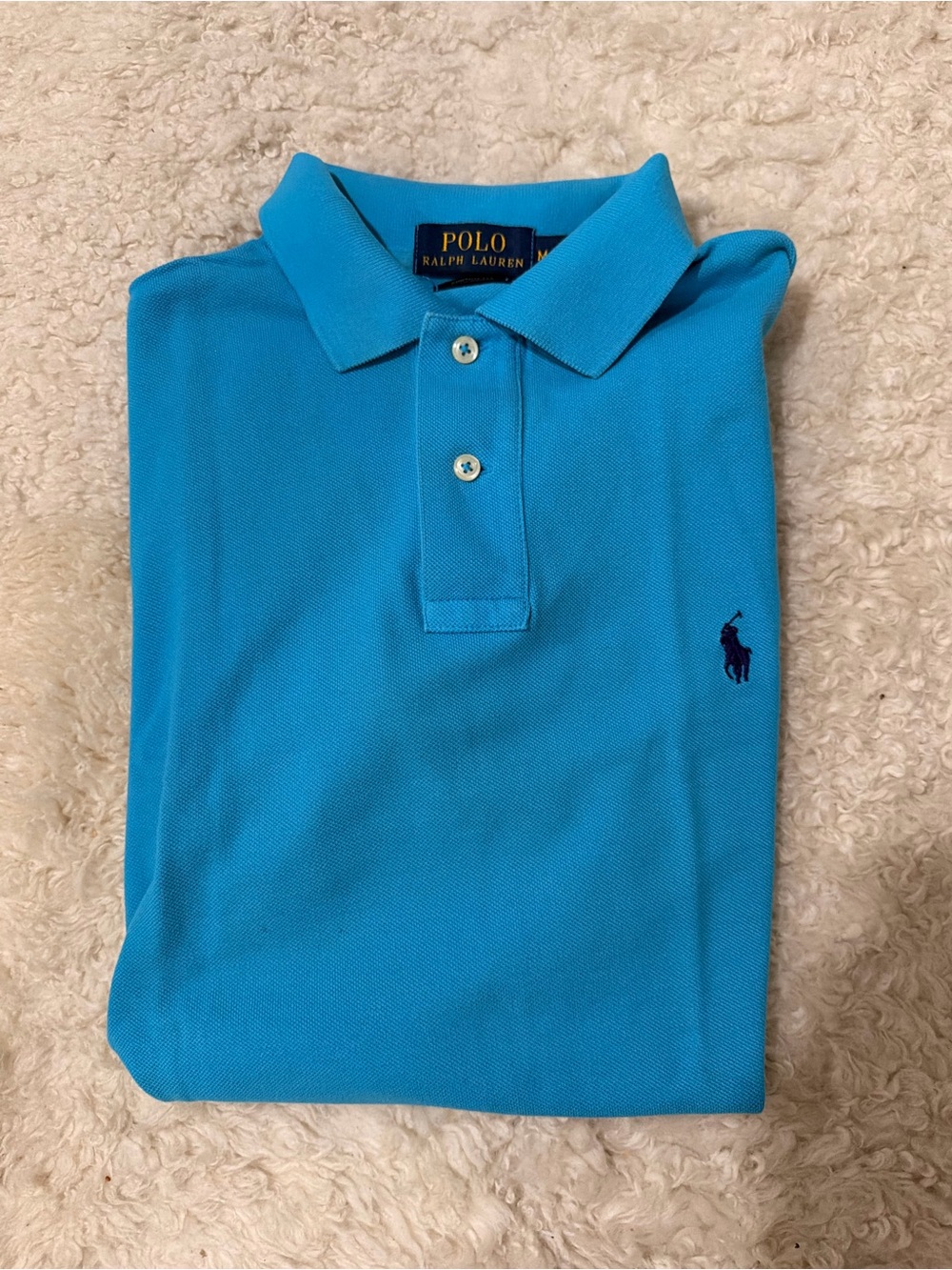 EC - Polo by Ralph Lauren Men’s Polo Shirt - Bright Turquoise with Navy Pony - Picture 3 of 5